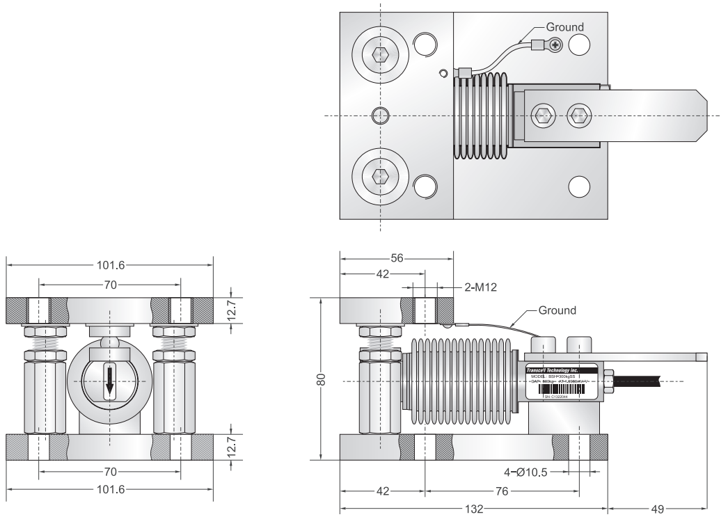 a BSH-V17.3-1 bending beam weigh module manufactured by Transcell and used for force measurement and weight sensor applications